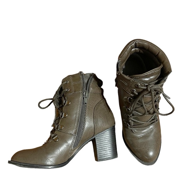 Lilly brown heeled combat boots - Picture 3 of 7
